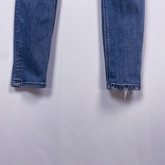 Reformation Jeans Size 27 Blue Denim High & Skinny Rhine Wash Distressed Biker - Picture 4 of 16